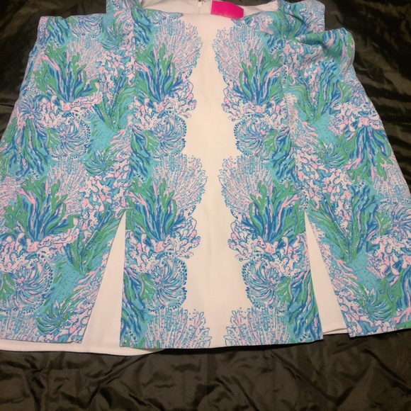 NWOT Lilly Pulitzer Vibrant Coral Reef Romper Zip Up Back Inner Lining Size 16 - Picture 8 of 13